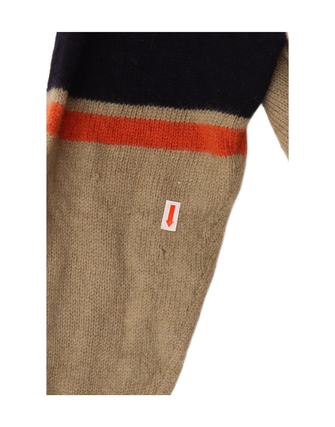 Kappa Damen-Pullover mit Reißverschluss am Hals, Mittelbeige, gestreift, klassisch aus Wolle