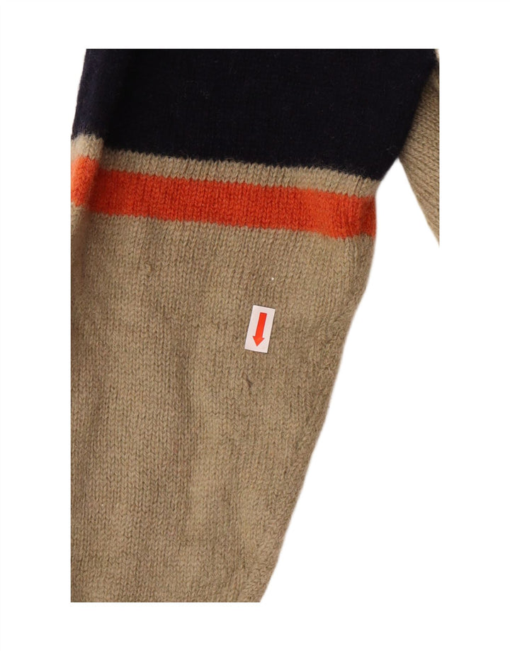 Kappa Damen-Pullover mit Reißverschluss am Hals, Mittelbeige, gestreift, klassisch aus Wolle