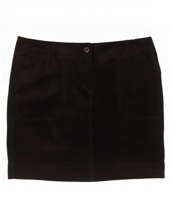Marks & Spencer Damen Mini-Cordrock UK 14 Large W34 Schwarze Baumwolle