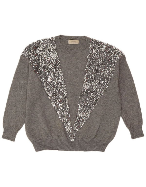 COAST Damen-Pullover mit Rundhalsausschnitt, Gr. 40, Größe L, graue Viskose