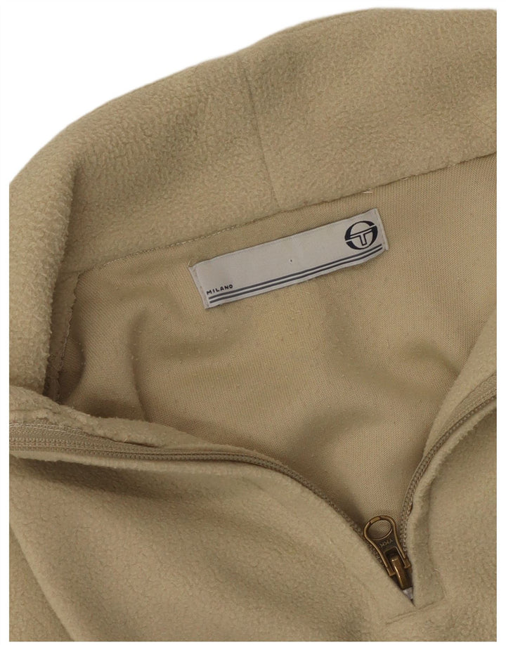 Vintage Damen-Fleecepullover mit Reißverschluss und Halsausschnitt, mittelgrün