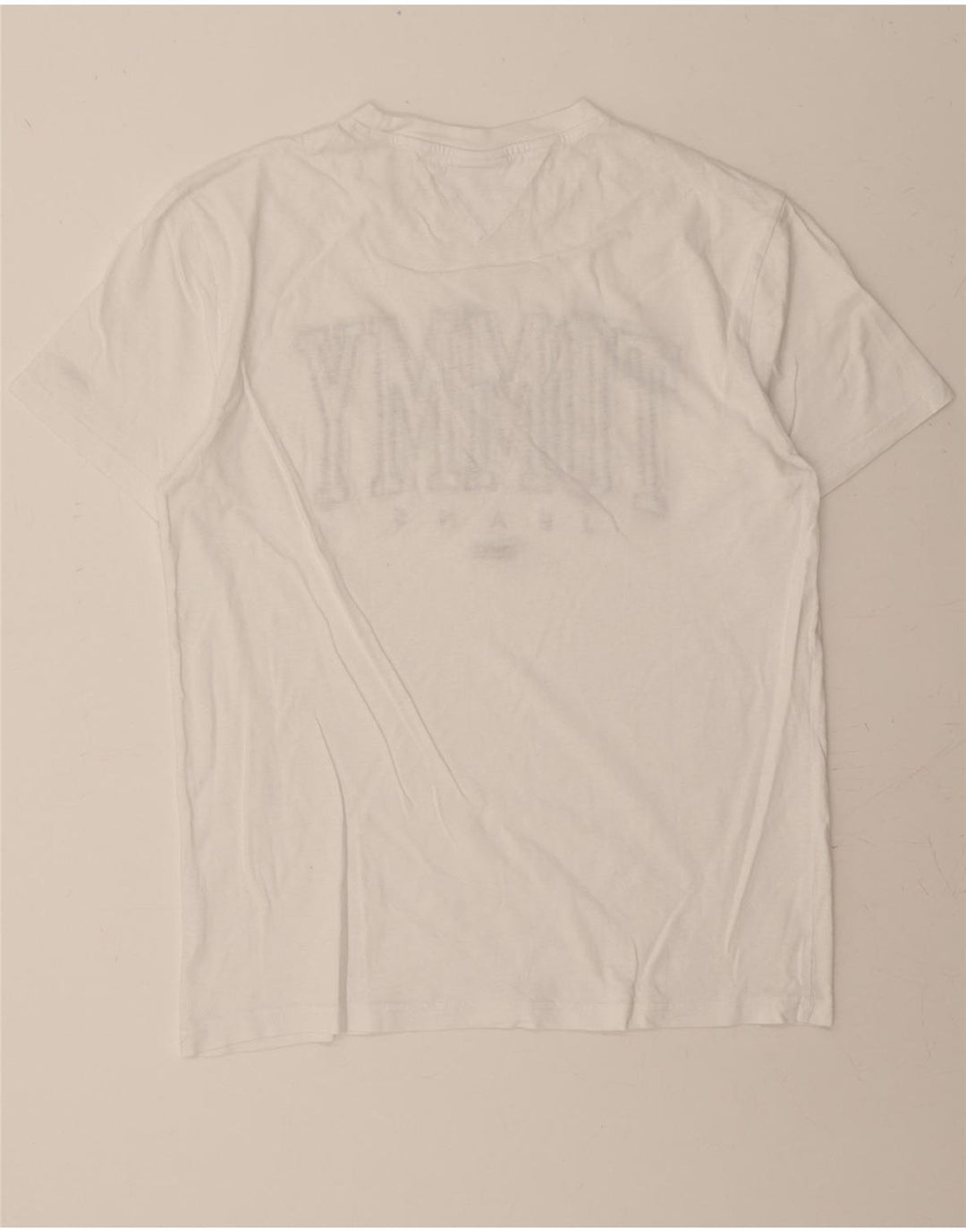 TOMMY HILFIGER Mens Graphic T-Shirt Top Medium White Vintage Tommy Hilfiger and Second-Hand Tommy Hilfiger from Messina Hembry 