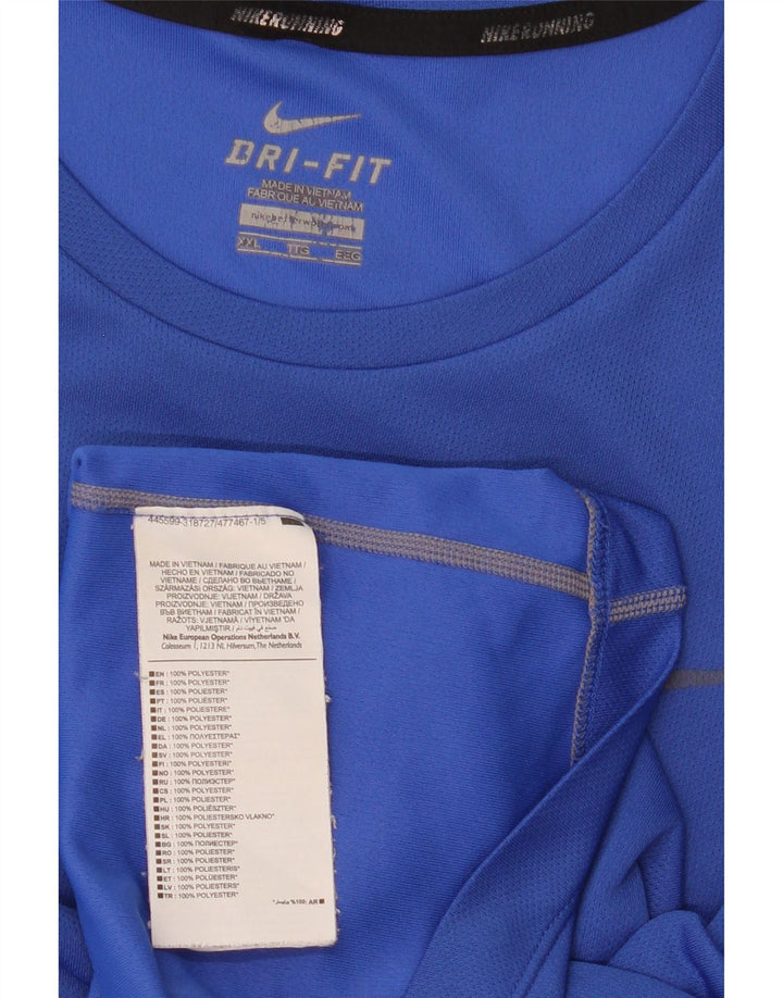 Nike Herren Dri Fit T-Shirt Top 2XL Blau Polyester