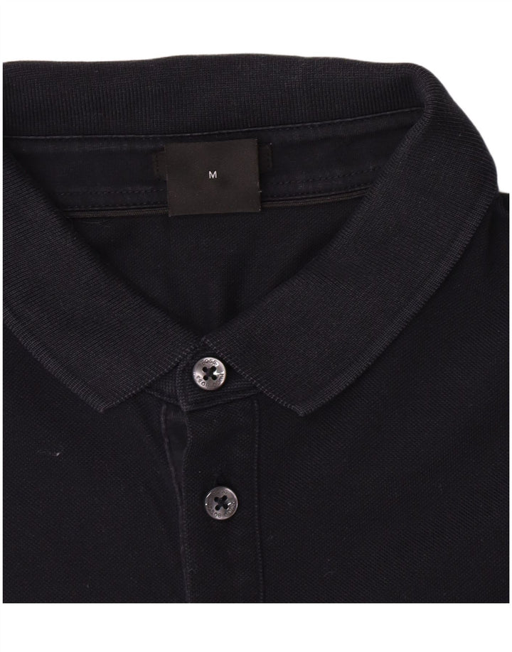 Hugo Boss Herren-Langarm-Poloshirt, mittelmarineblaue Baumwolle
