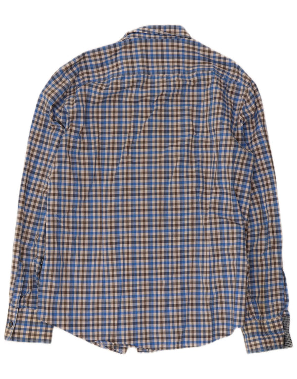 Hugo Boss Herren-Slim-Fit-Hemd, groß, blau kariert, Baumwolle