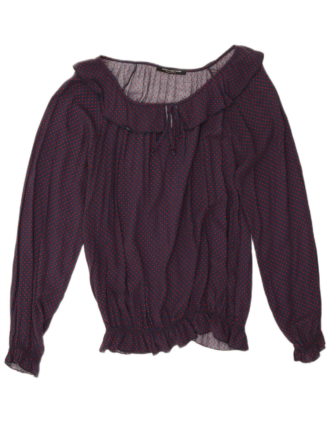 Fornarina Damen-Blusenoberteil, UK-Größe 44, mittelgroß, marineblau, gepunktet, Retro