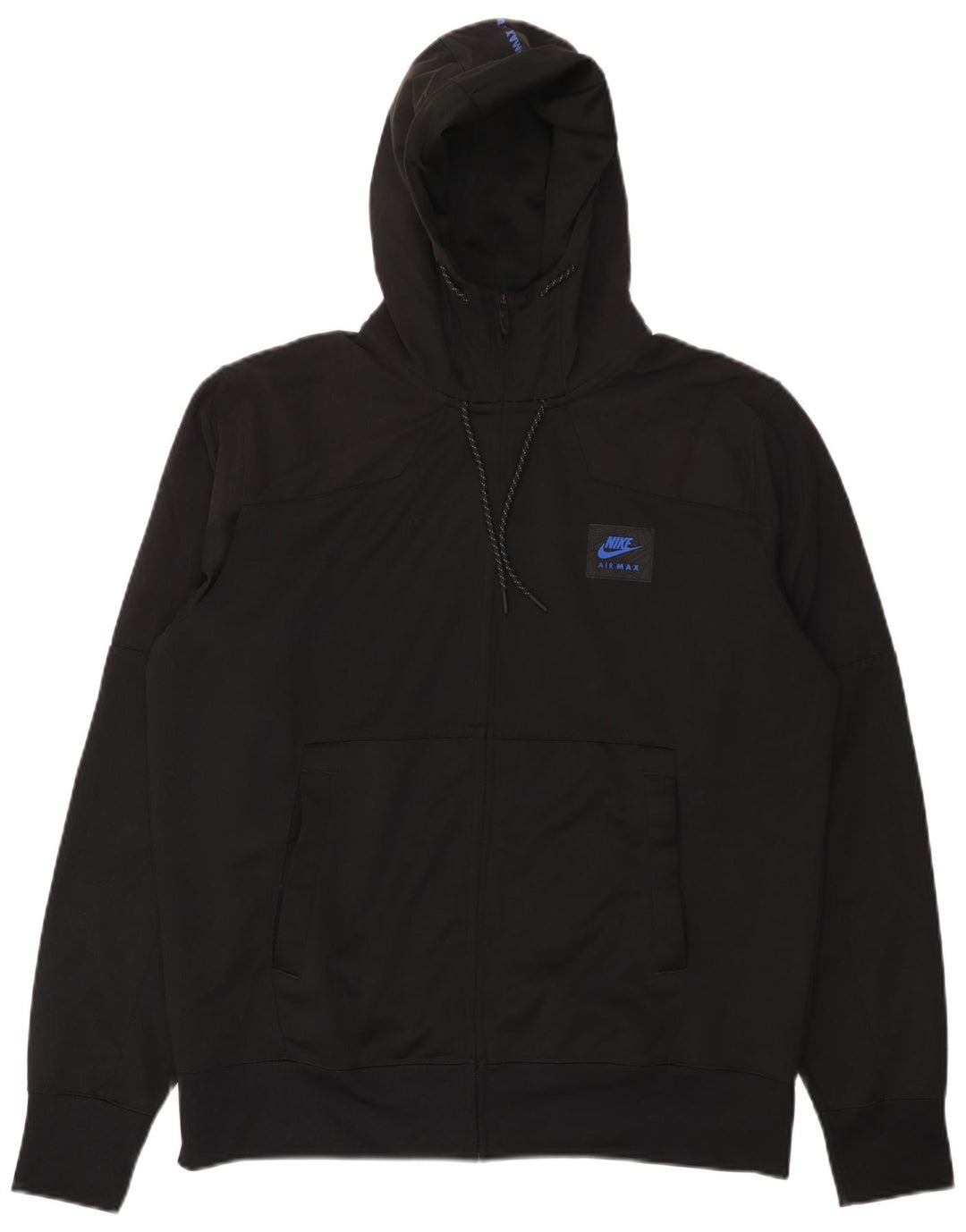 Nike Herren-Kapuzenpullover mit grafischem Reißverschluss, groß, aus schwarzem Polyester