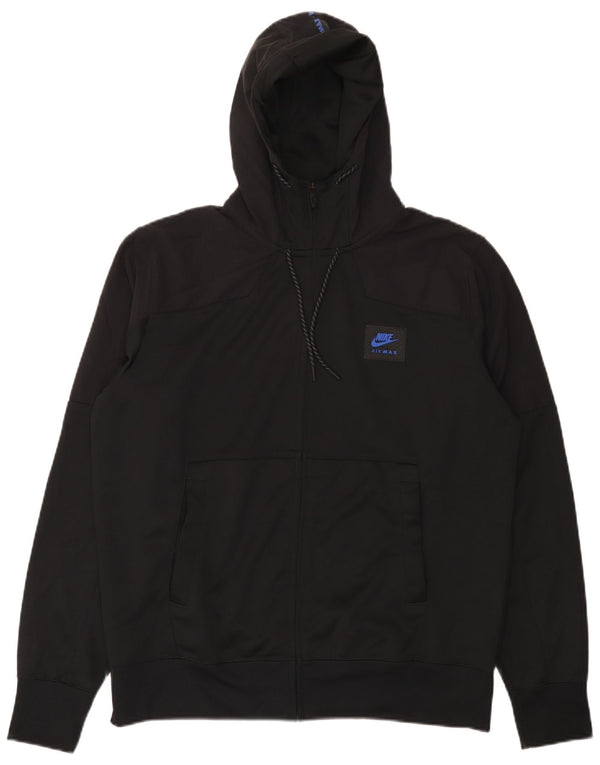 Nike Herren-Kapuzenpullover mit grafischem Reißverschluss, groß, aus schwarzem Polyester