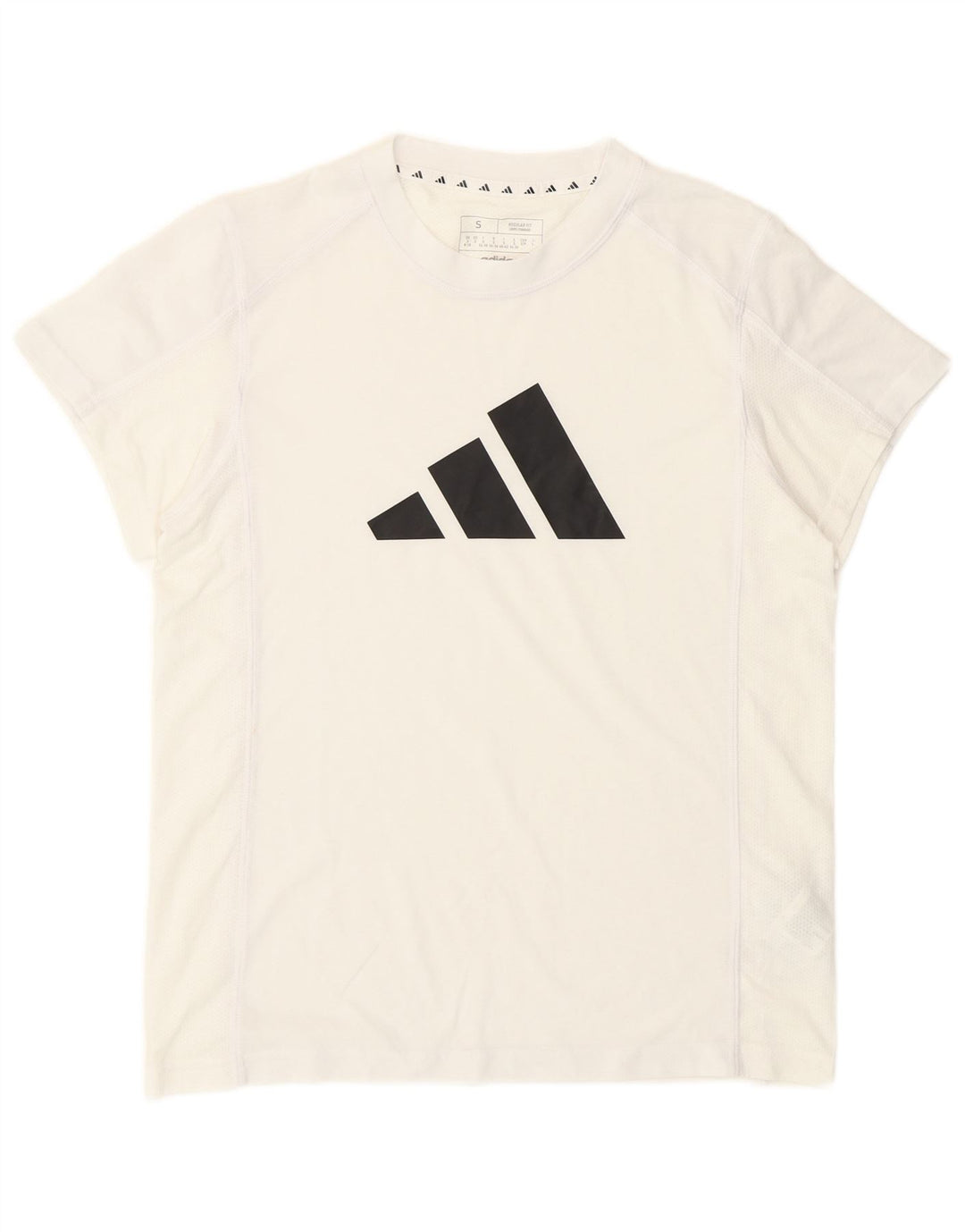 Adidas Damen Grafik T-Shirt Top UK 8/10 Small Weiß Polyester