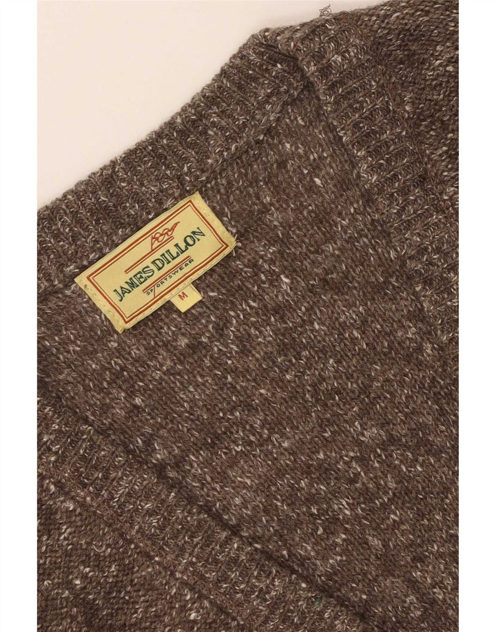 James Dillon Herren-Cardigan-Pullover Mittelbraun meliert