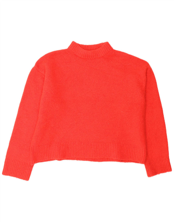 Zara Damen Crop Oversized Rollkragenpullover Pullover UK 10 Small Orange