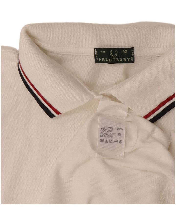 Fred Perry Damen Poloshirt UK 14 Mittelweiße Baumwolle