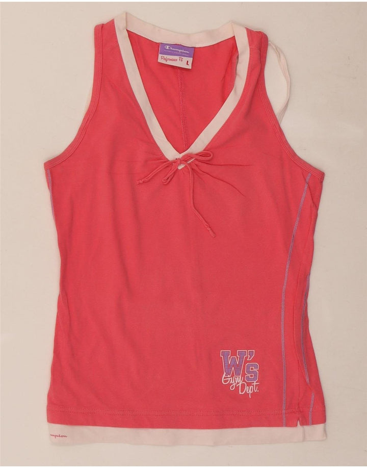 Champion Womens Performance Graphic Vest Top UK 14 Large Rosa Farbblock