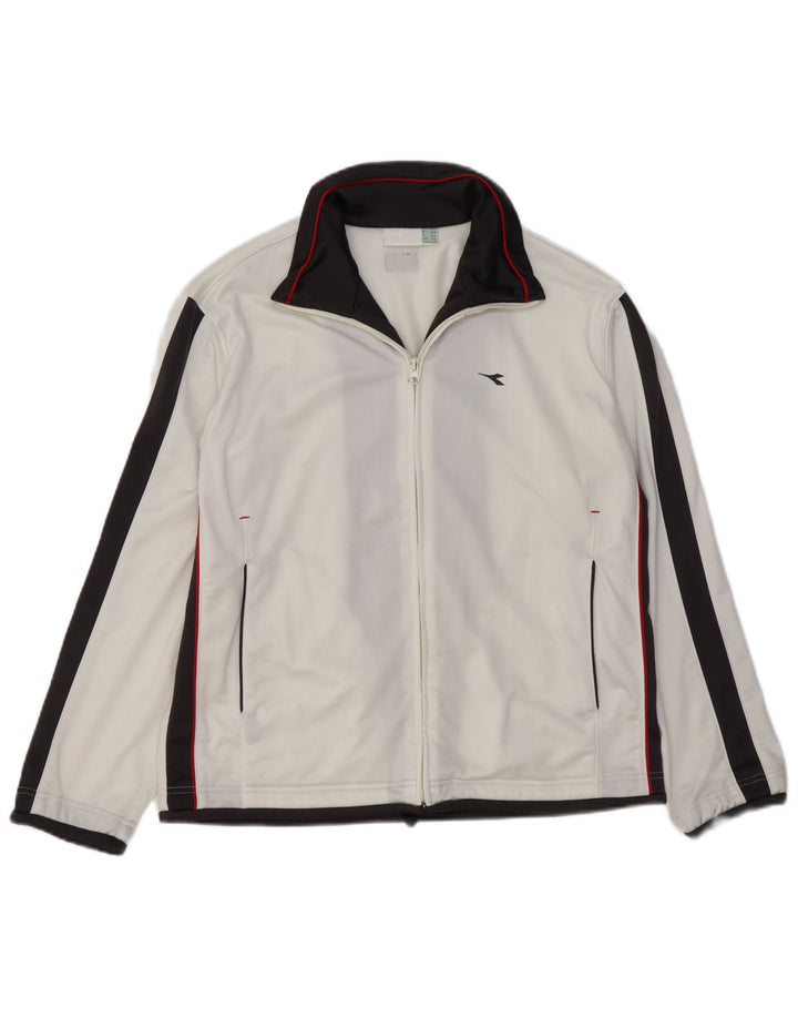 Diadora Herren-Trainingsanzug-Top-Jacke, UK 32 2XS, weißes Colourblock-Polyester