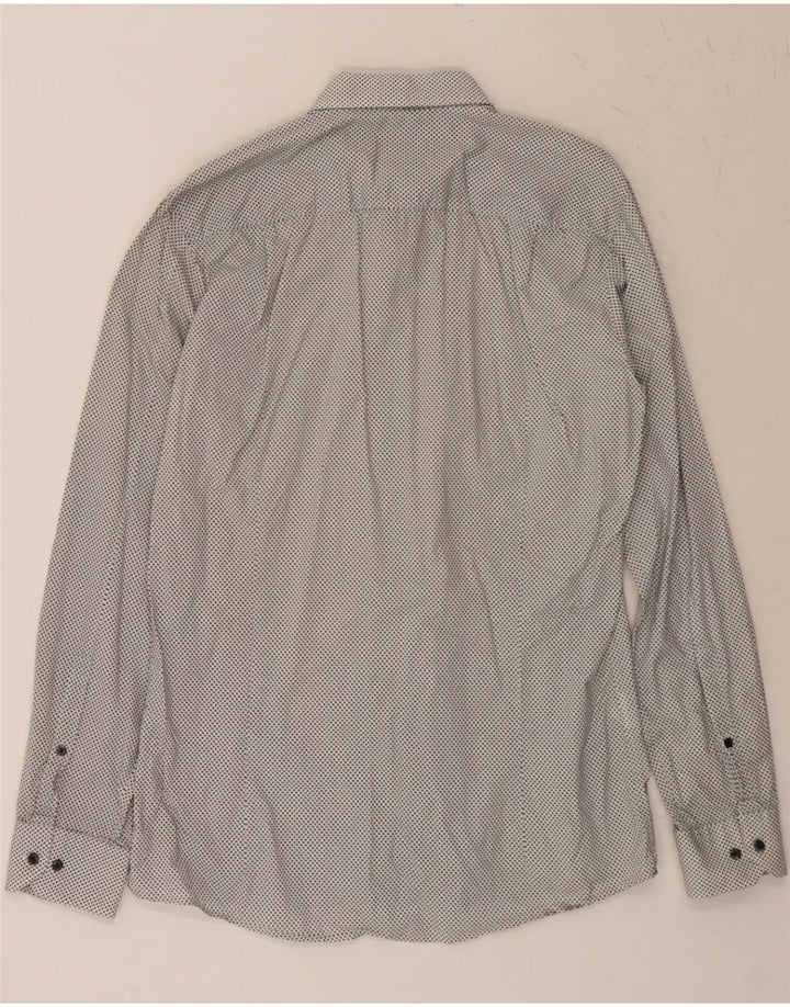 HUGO BOSS Mens Slim Shirt Large Grey Spotted Cotton Vintage Hugo Boss and Second-Hand Hugo Boss from Messina Hembry 
