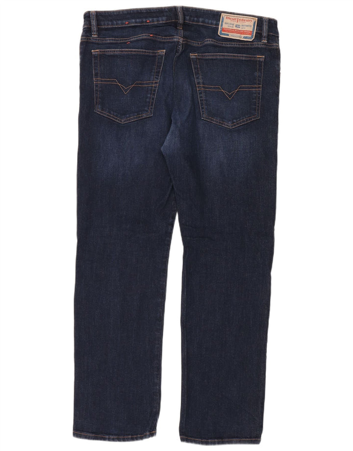 Diesel Herren Straight Jeans W36 L32 Marineblaue Baumwolle