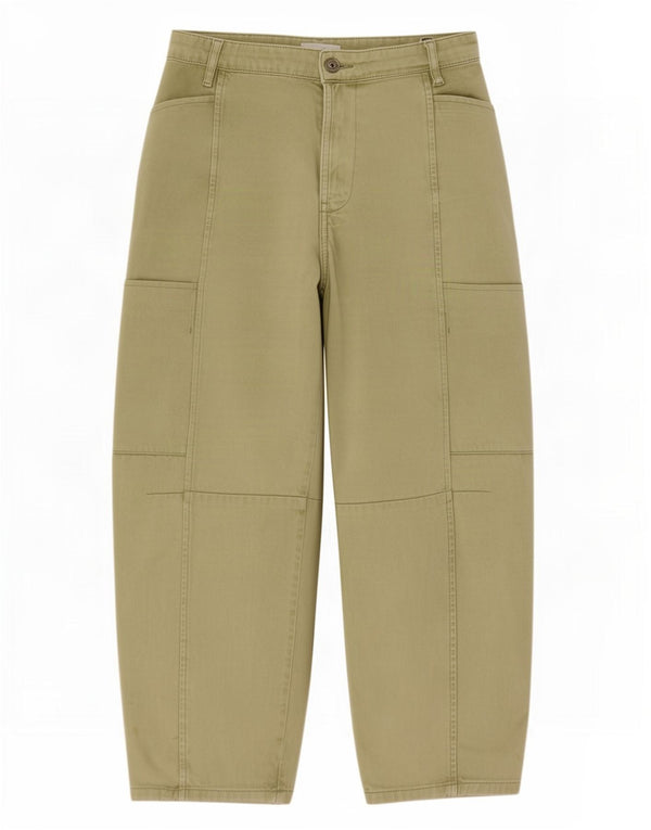 Zara Damen Cargo-Caprihose mit lockerer Passform, EU 38, Größe S, W28, L22, Beige