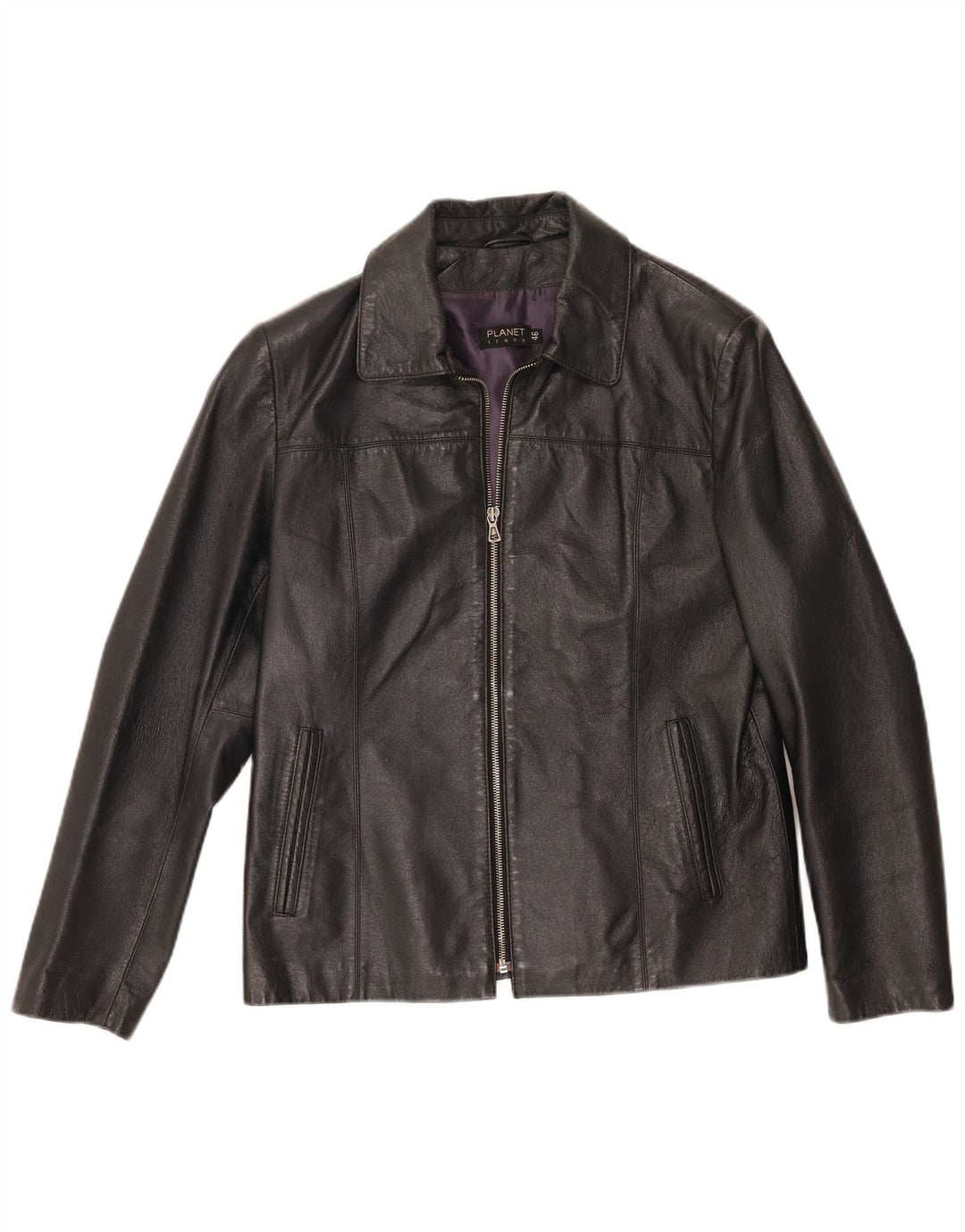 Planet Herren Lederjacke IT 46 Small Schwarzes Leder