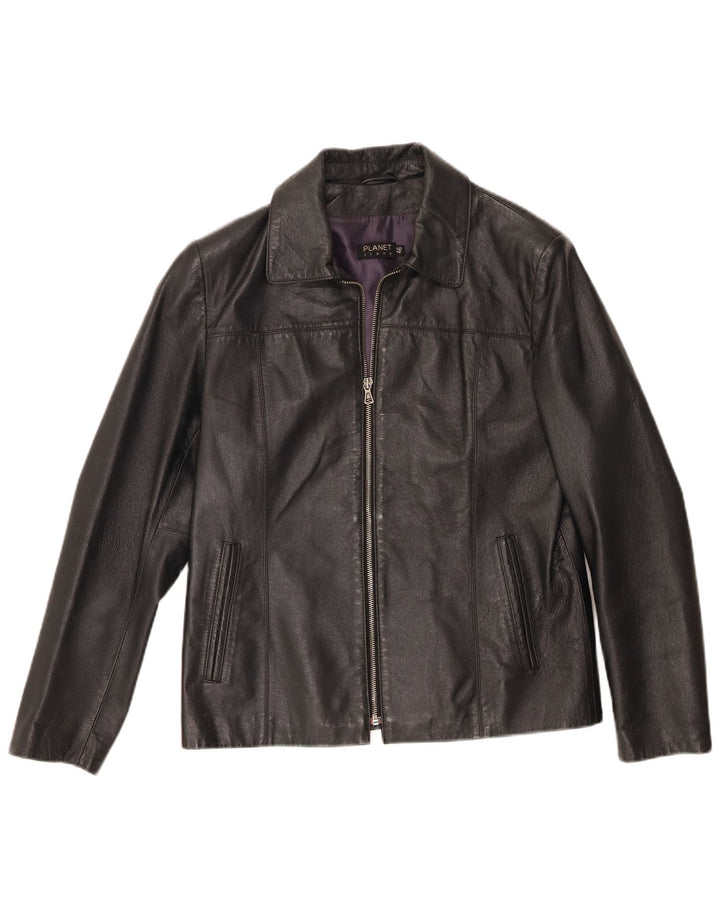 Planet Herren Lederjacke IT 46 Small Schwarzes Leder