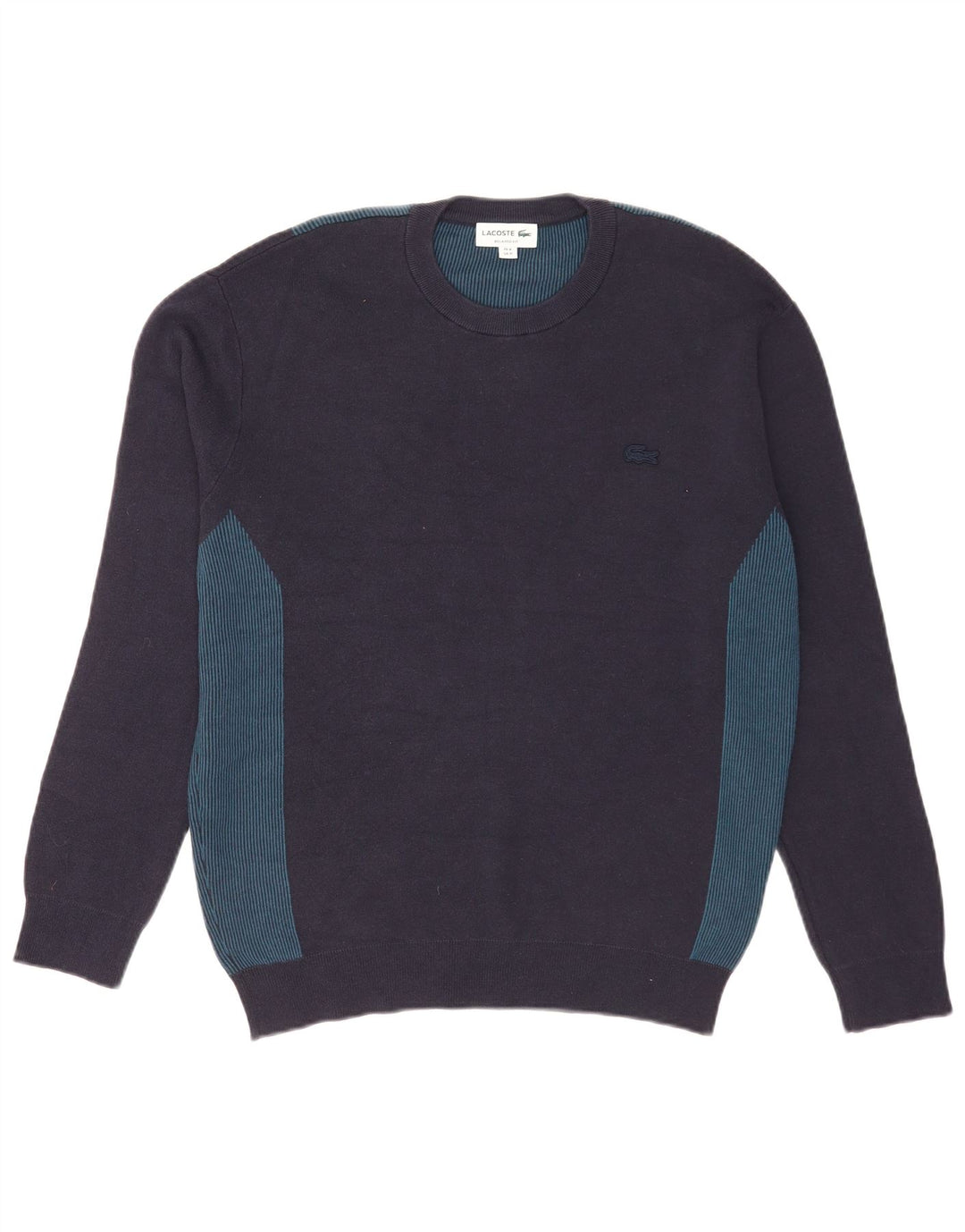 Lacoste Herren-Pullover mit Rundhalsausschnitt, Größe 4, Mittel, Marineblau, Farbblock