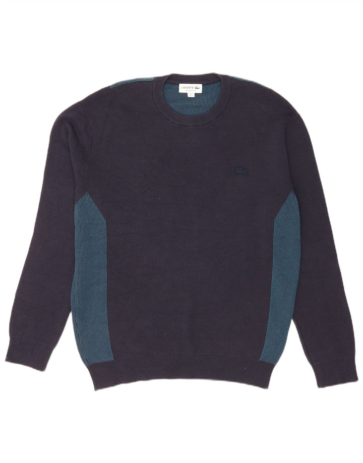 Lacoste Herren-Pullover mit Rundhalsausschnitt, Größe 4, Mittel, Marineblau, Farbblock