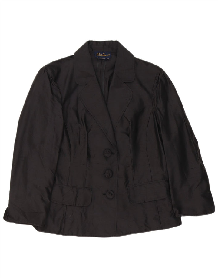 Luisa Spagnoli Damen 3-Knopf-Blazerjacke IT 46 Große schwarze Seide