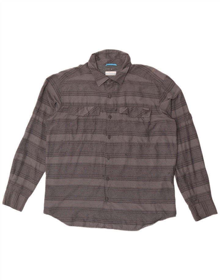 Columbia Herrenhemd, großes, grau gestreiftes Nylon