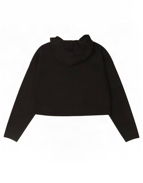 Puma Womens Crop Graphic Übergroßer Kapuzenpullover UK 14 Mittelschwarze Baumwolle