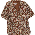 Les Copains Damen-Blazer mit kurzen Ärmeln, Gr. 46, groß, braun, geblümt