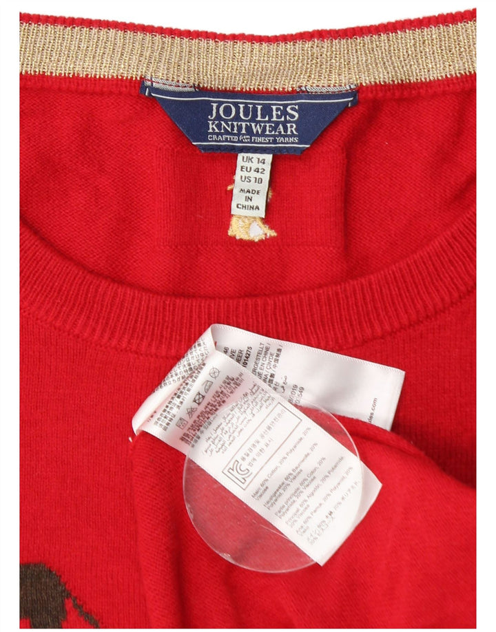 Joules Damen-Pullover mit Rundhalsausschnitt, UK 14, Größe L, Rot, Weihnachten
