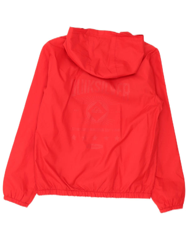 Quiksilver Boys Hooded Rain Jacket 11-12 Years Medium Red Polyester