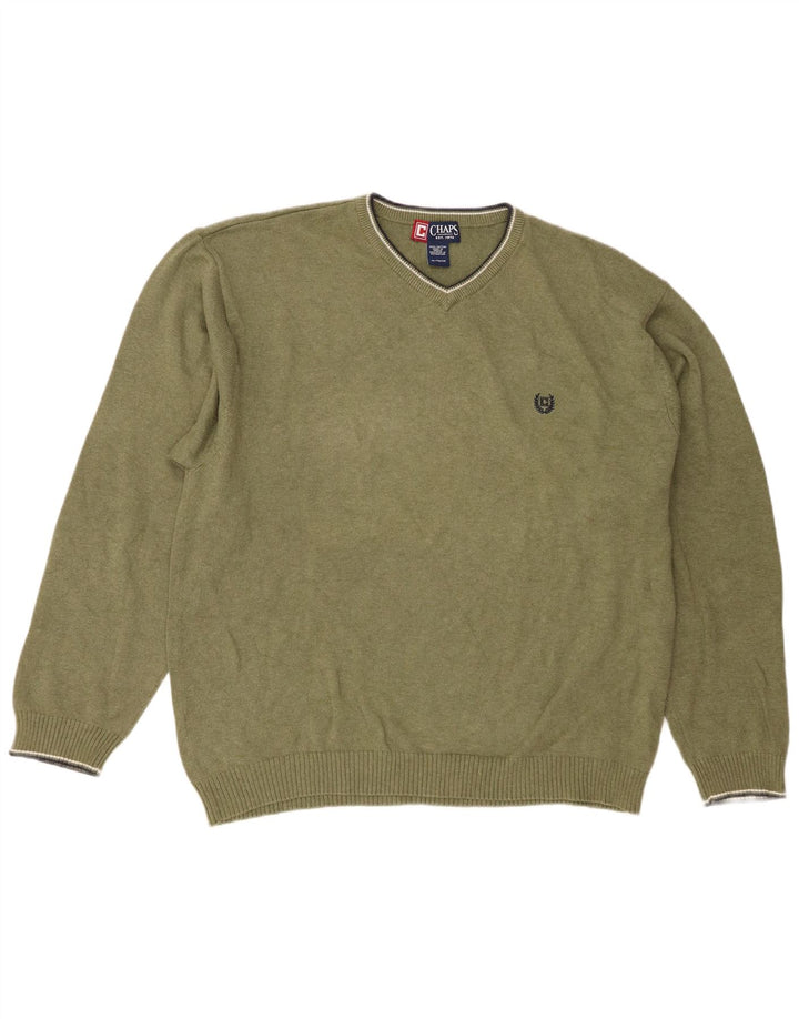 Chaps Herren-Pullover mit V-Ausschnitt, reguläre Passform, XL, grüne Baumwolle
