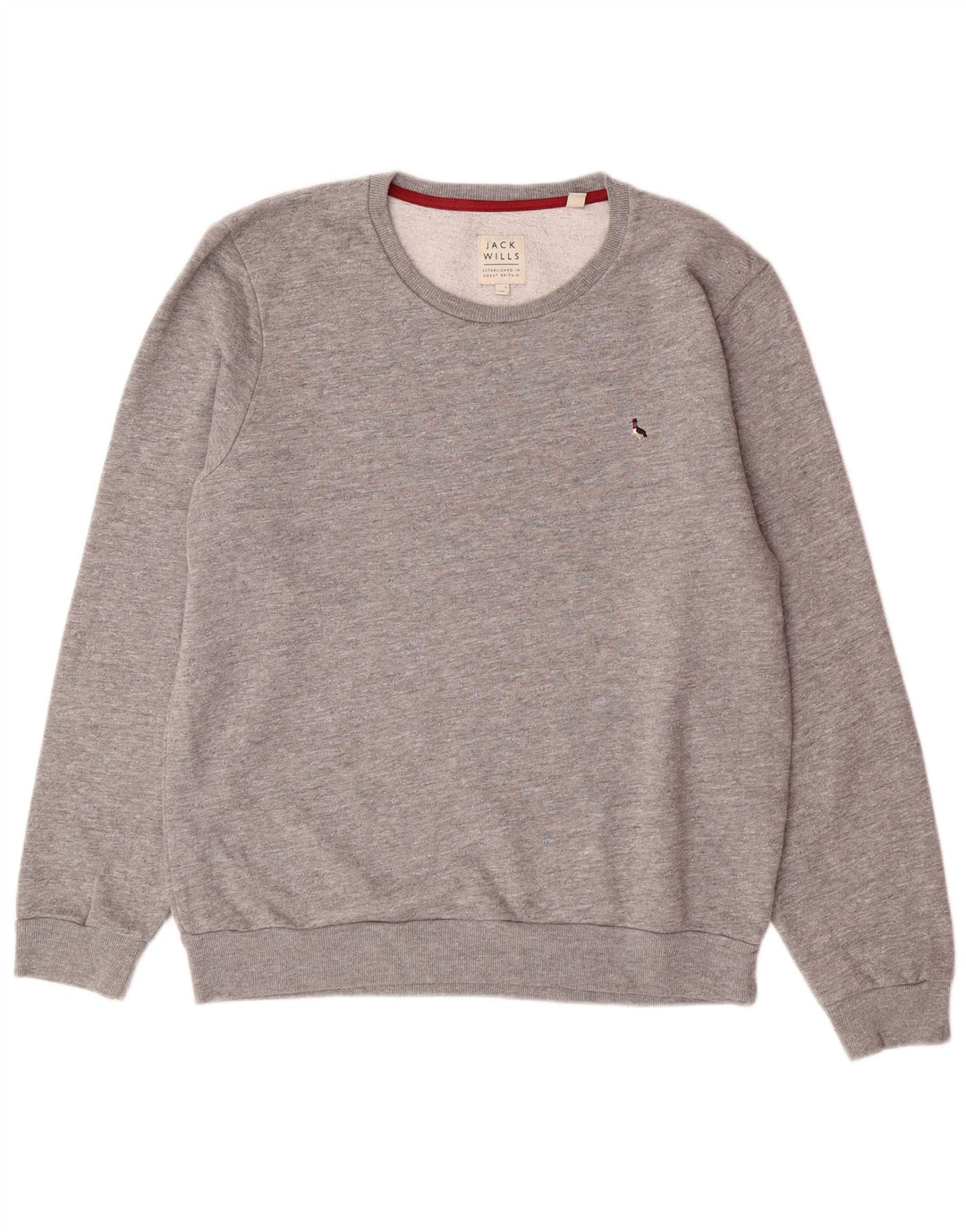 JACK WILLS Herren-Sweatshirt-Pullover aus mittelgrau gesprenkelter Baumwolle