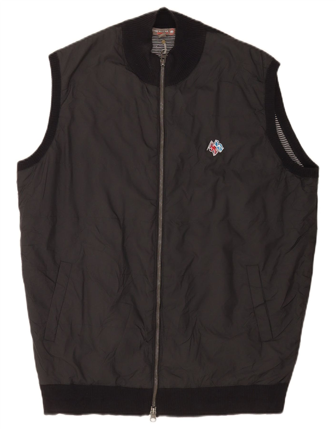Peter Millar Herrenweste UK 40 Große schwarze Baumwolle