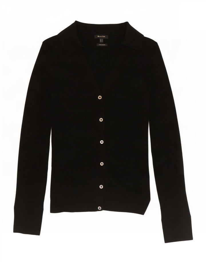Massimo Dutti Damen-Cardigan-Pullover UK 10 Kleine schwarze Wolle