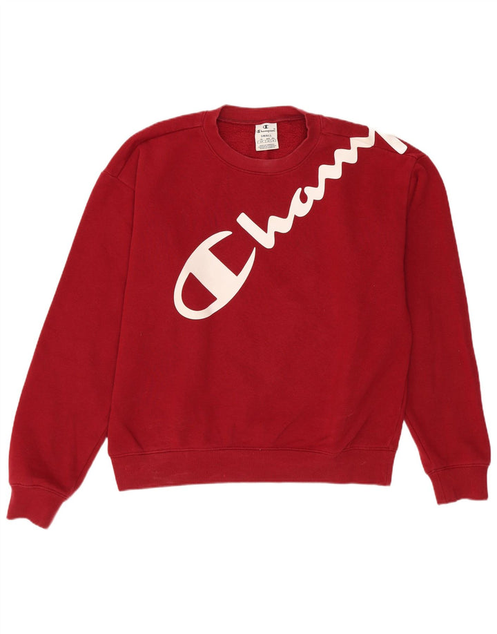 Champion Womens Graphic Oversized Sweatshirt Pullover UK 10 Small Burgund