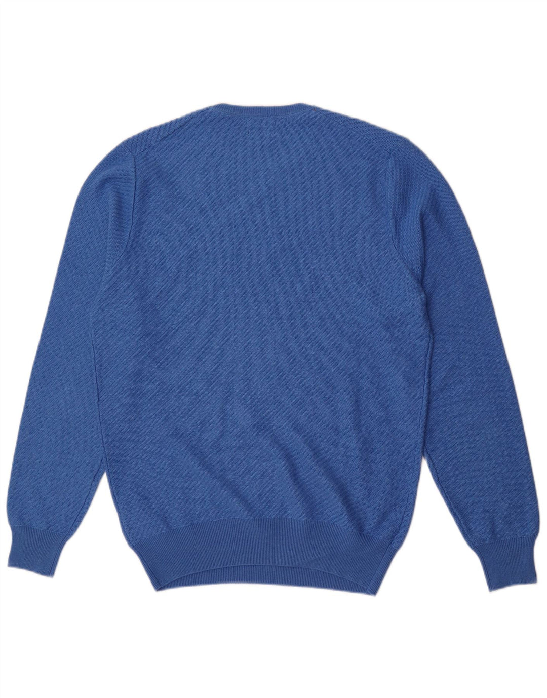 Massimo Dutti Herren-Pullover mit Rundhalsausschnitt, groß, aus blauer Baumwolle