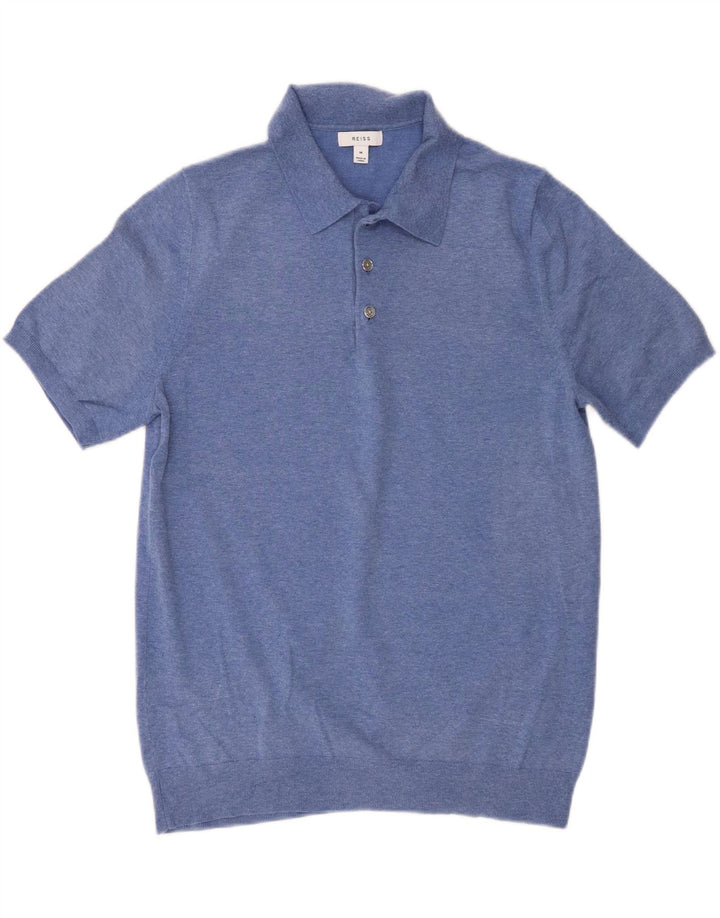 Reiss Herren-Poloshirt aus mittelblauer Baumwolle