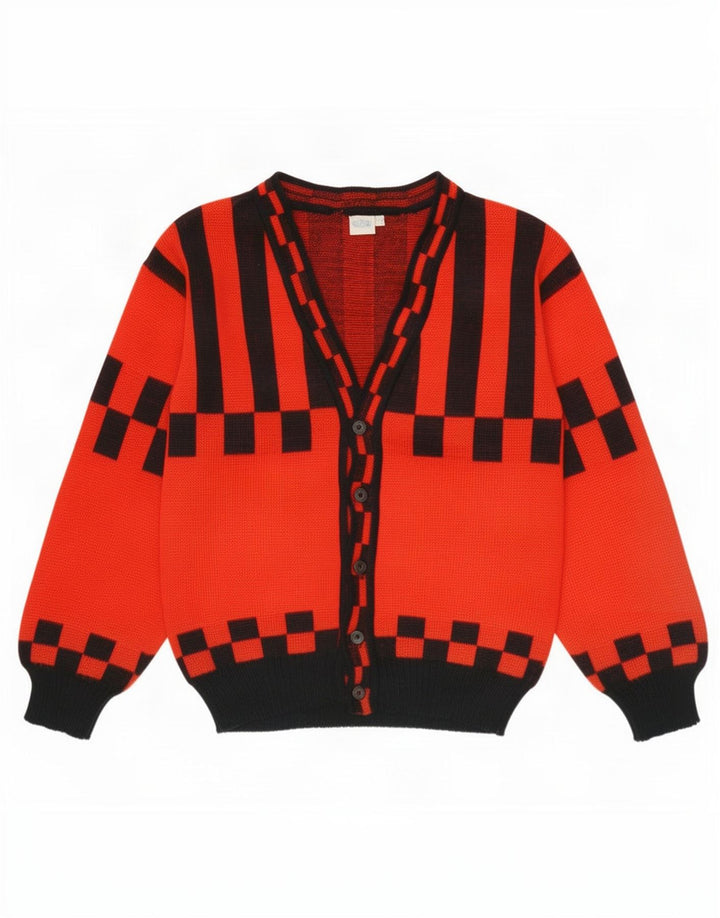 Vintage Damen Cardigan Pullover EU 40 Mittelrot Geometrisch