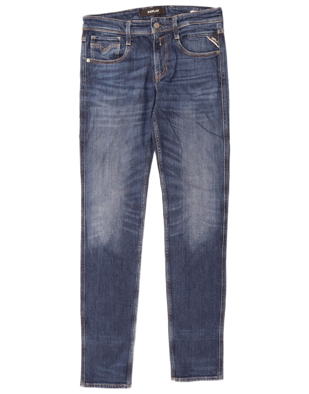 Replay Herren Anbass Slim Jeans W30 L36 Blaue Baumwolle