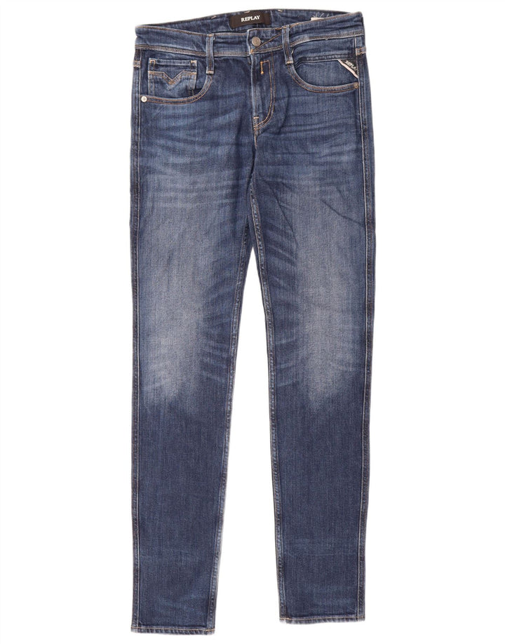 Replay Herren Anbass Slim Jeans W30 L36 Blaue Baumwolle