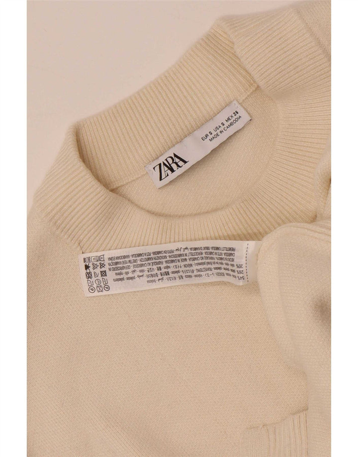 Zara Damen-Pullover, übergroß, Rundhalsausschnitt, Gr. 10, Größe S, Beige, Viskose