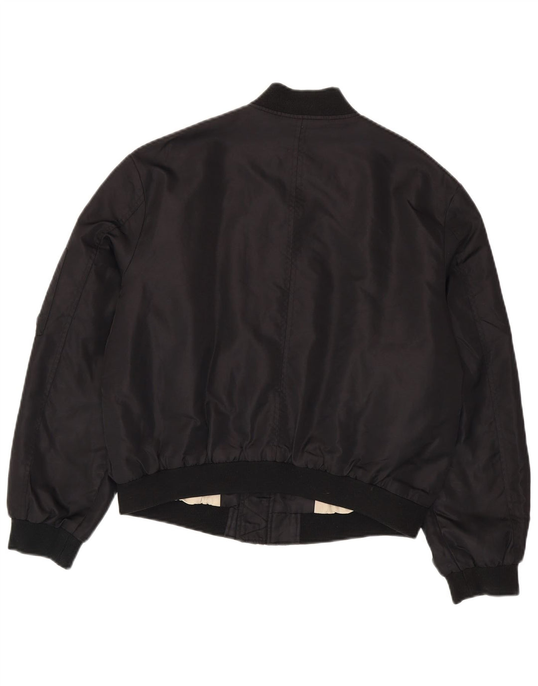 Zara Damen Crop Übergroße Bomberjacke UK 16 Large Schwarz Polyamid