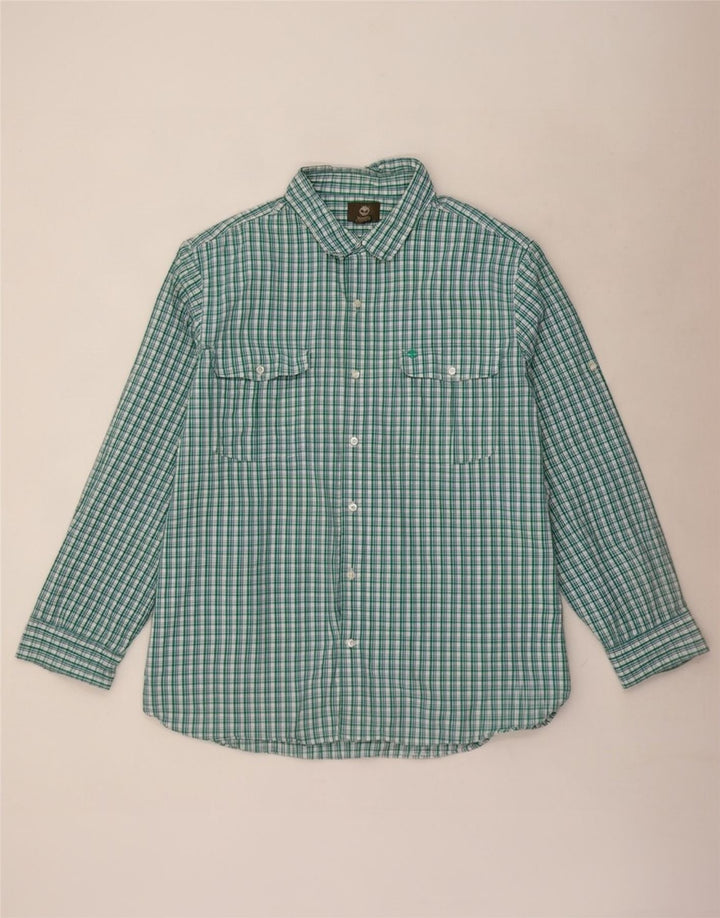 Timberland Herren-Hemd mit normaler Passform, 3XL, grüne Gingham-Baumwolle