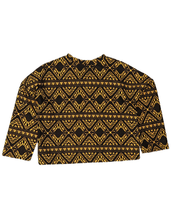 Zara Damen Trafaluc Übergroßes Top 3/4 Ärmel UK 10 Small Schwarz Geometrisch