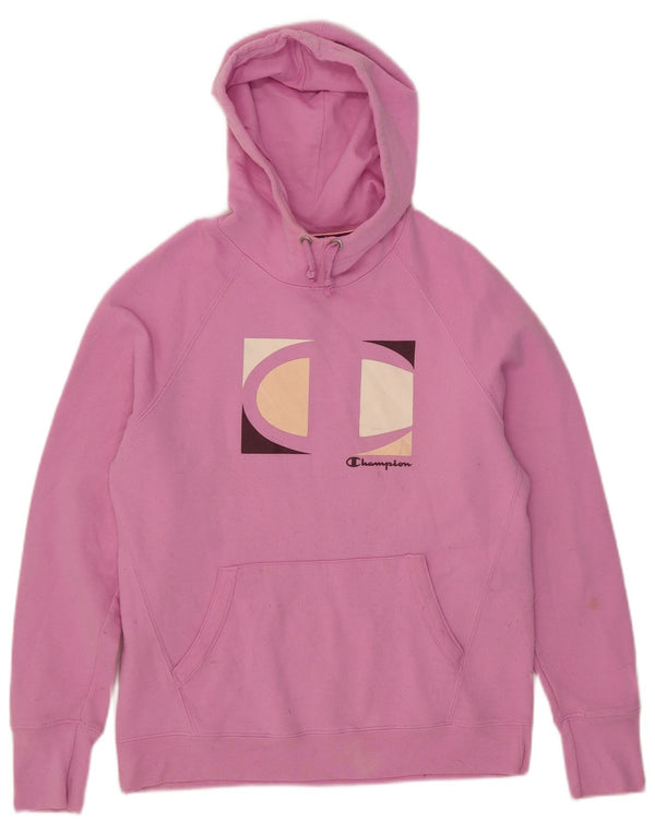 Champion Damen Graphic Hoodie Pullover UK 14 Mittelrosa