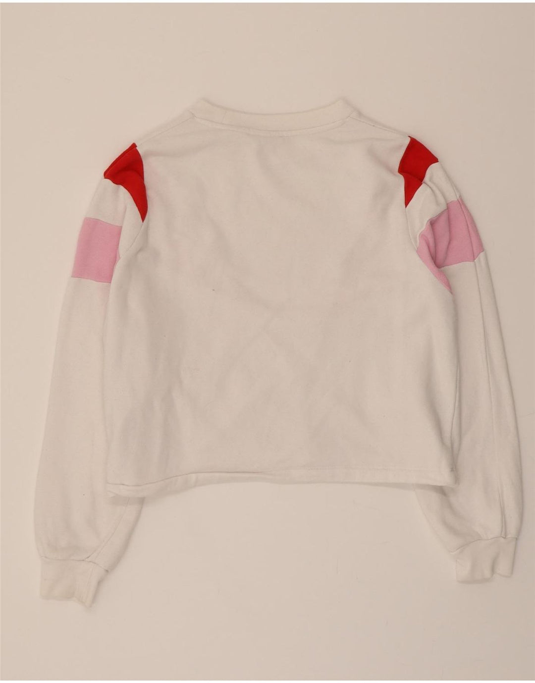LEVI'S Womens Oversized Crop Sweatshirt Jumper UK 6 XS White Colourblock Vintage Levi's and Second-Hand Levi's from Messina Hembry 