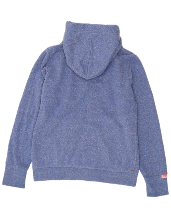 Superdry Damen-Kapuzenpullover mit Reißverschluss, UK 18, XL, blau geflecktes Polyester