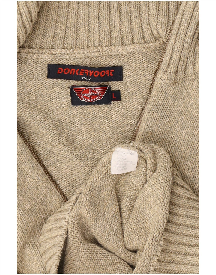 Donkervoort Herren-Cardigan mit durchgehendem Reißverschluss, groß, beige, Acryl