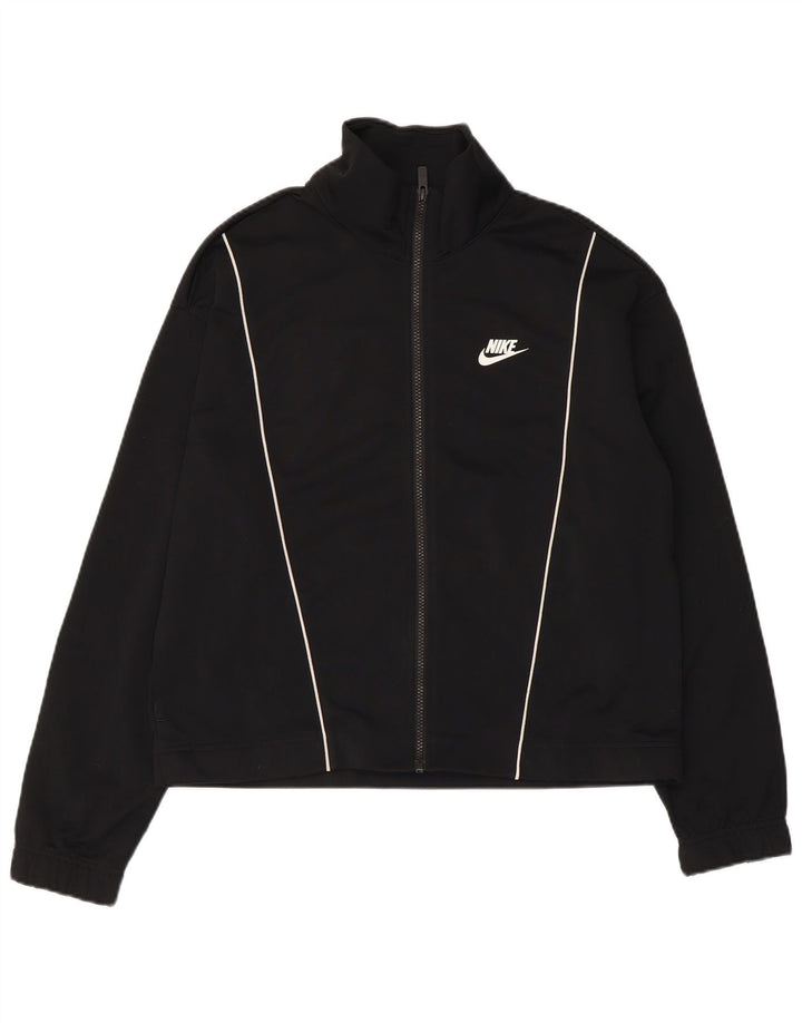 Nike Damen-Trainingsanzug-Top-Jacke UK 14 Mittelschwarzes Polyester
